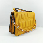 Ladies Hand Bag With Leather Stripe Yellow Color QB00337