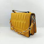 Ladies Hand Bag With Leather Stripe Yellow Color QB00337