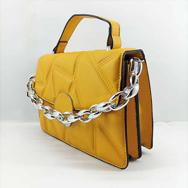 Ladies Hand Bag With Plastic Chain Yellow Color QB00338