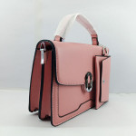 Ladies Hand Bag 2 Piece With Leather Stripe Pink Color QB00340