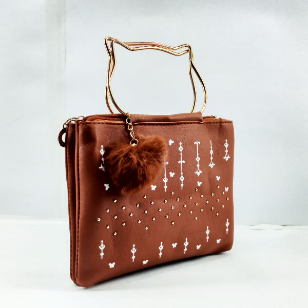 Small Hand Bag for Girls Brown Color QB00414