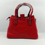 Ladies Hand Bag With Leather Stripe Red Color QB00344