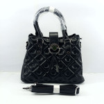 Ladies Hand Bag With Leather Stripe Black Color QB00345