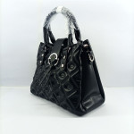 Ladies Hand Bag With Leather Stripe Black Color QB00345