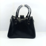 Ladies Hand Bag With Leather Stripe Black Color QB00345