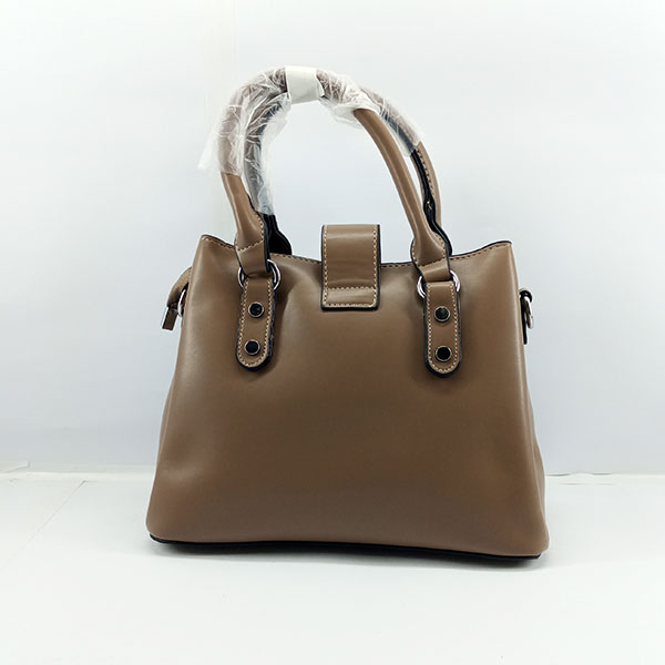 Ladies Hand Bag With Leather Stripe Brown Color QB00346