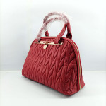 Ladies Hand Bag With Leather Stripe Mehroon Color QB00348