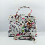 Ladies Hand Bag With Leather Stripe Multi Color QB00350