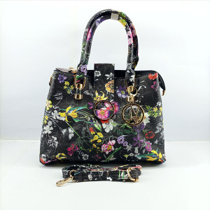 Ladies Hand Bag With Leather Stripe Multi Color QB00351