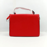 Ladies Hand Bag With Leather Stripe Red Color QB00353