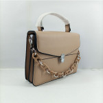 Ladies Hand Bag With Leather Stripe Light Brown Color QB00355