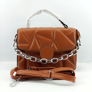 Ladies Hand Bag With Leather Stripe Brown Color QB00358