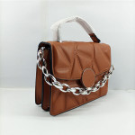 Ladies Hand Bag With Leather Stripe Brown Color QB00358