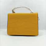 Ladies Hand Bag With Leather Stripe Yellow Color QB00360