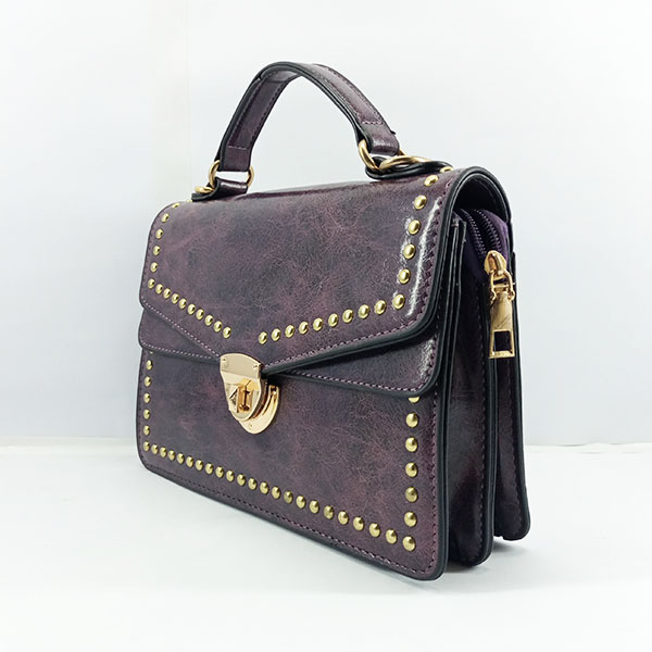 Ladies Hand Bag With Leather Stripe QB00313