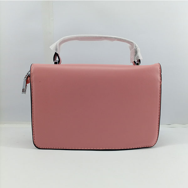 Ladies Hand Bag With Leather Stripe Pink Color QB00364