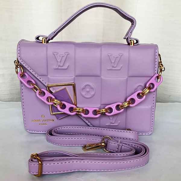 LV Girls Hand Bag With Long Stripe Light Purple Color QB00247