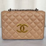 Chanel Girls Hand Bag With Long Stripe Brown Color QB00254