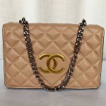 Chanel Girls Hand Bag With Long Stripe Brown Color QB00254