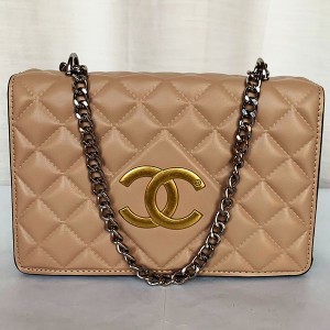Chanel Girls Hand Bag With Long Stripe Brown Color QB00254