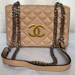 Chanel Girls Hand Bag With Long Stripe Brown Color QB00254