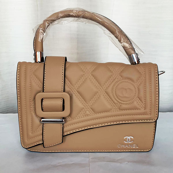 Chanel Girls Hand Bag With Long Stripe Brown Color QB00252
