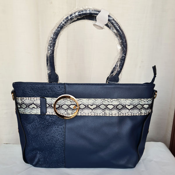 Ladies Leather Hand Bag 2 Piece Blue Color QB00229