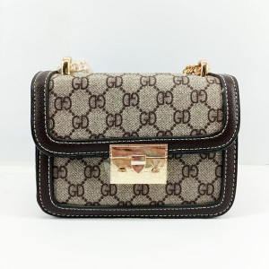 Gucci Hand Bag Brown Color With Chain Stripe QB00327