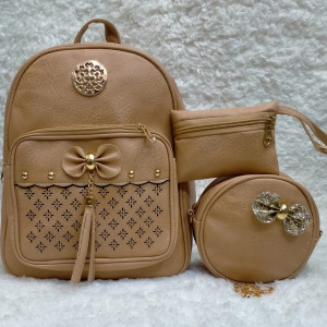 Shoulder Bags For Girls Light Brown Color 3 Piece QB00112