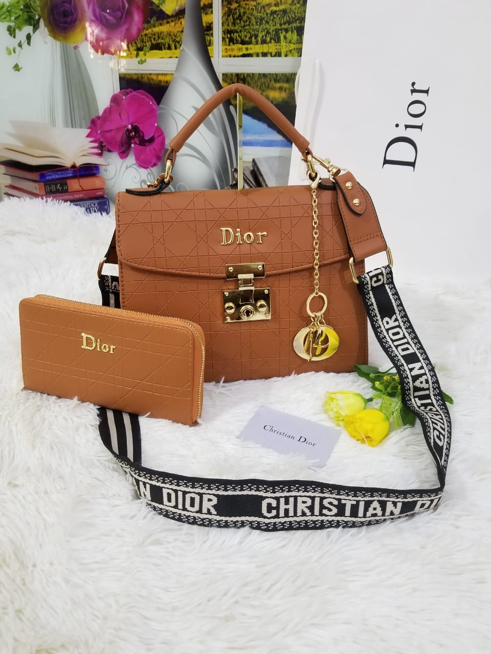 Dior Ladies Bag 2 Piece Brown Color QB00125