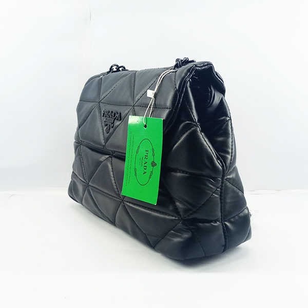Prada Ladies Shoulder Bag With Chain & Leather Stripe QB00380