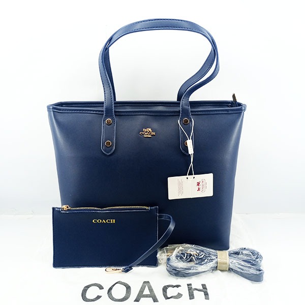 COACH Ladies Shoulder Bag 2 Piece With Warranty Card With Leather Stripe QB00396