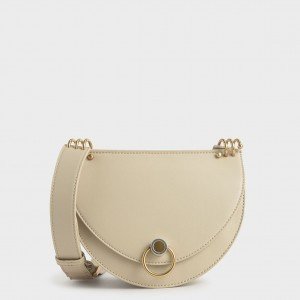 Charles & Keith CK2-80781272 Replica Ladies Hand Bag Skin Color With Leather Stripe