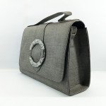Ladies Leather Hand Bag With Leather Stripe QB00309