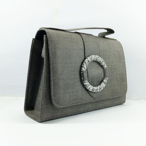Ladies Leather Hand Bag With Leather Stripe QB00309
