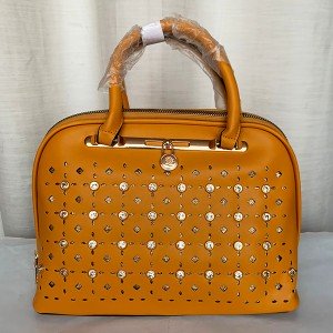 Female Hand & Shoulder Bag With Leather Stripe Yellow Color QB00273