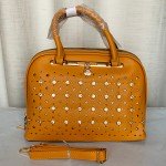 Female Hand & Shoulder Bag With Leather Stripe Yellow Color QB00273