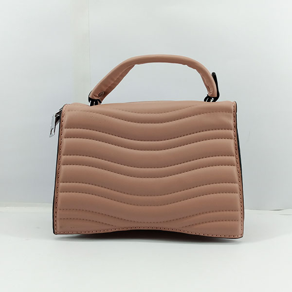 Ladies Hand Bag With Leather Stripe Brown Color QB00335