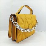 Ladies Hand Bag With Plastic Chain Yellow Color QB00338