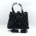 Ladies Hand Bag With Leather Stripe Black Color QB00345