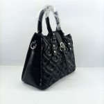 Ladies Hand Bag With Leather Stripe Black Color QB00345