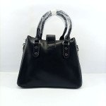 Ladies Hand Bag With Leather Stripe Black Color QB00345