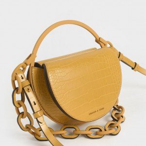 Charles & Keith CK2-70780913 Replica Ladies Hand Bag Yellow Color