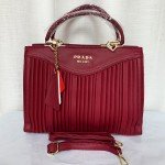 Prada Milano Ladies Hand Bag 2 Piece With Leather Stripe QB00293