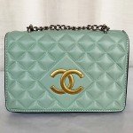 Chanel Girls Hand Bag With Long Stripe C Green Color QB00256