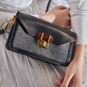 Charles & Keith CK2-80781405 Replica Ladies Hand Bag Black Color With Leather Stripe
