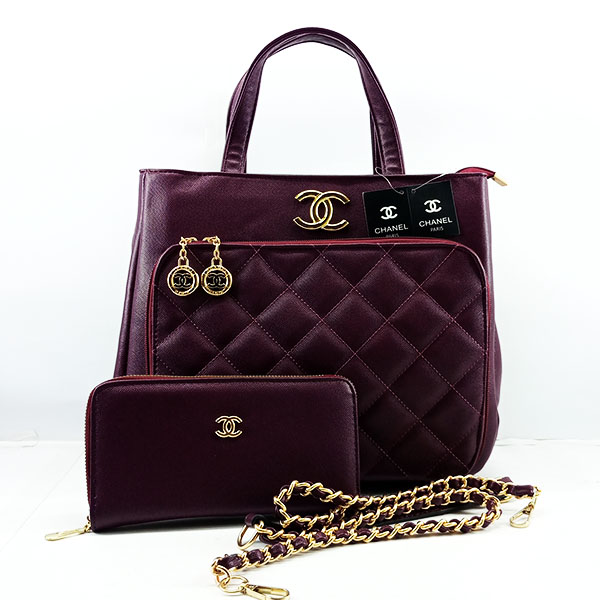 Chanel Ladies Bag 2 Piece Magenta Color QB00493