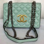 Chanel Girls Hand Bag With Long Stripe C Green Color QB00256