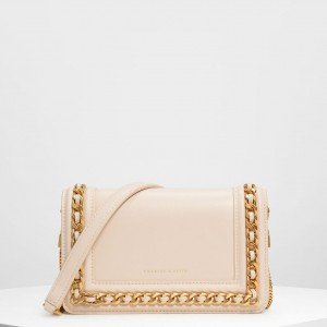 Charles & Keith CK-70840146-1 Replica Ladies Hand Bag Off White Color With Leather Stripe