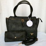Prada Ladies Hand Bag 2 Piece With Leather Stripe QB00288